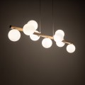 LAMPAMI - lampa sufitowa kule białe, lampa sufitowa kule, lampa do jadalni, lampa nad wyspę kuchenną, duży żyrandol kule nowoczesny ESTERA WOOD