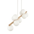 LAMPAMI - lampa sufitowa kule białe, lampa sufitowa kule, lampa do jadalni, lampa nad wyspę kuchenną, duży żyrandol kule nowoczesny ESTERA WOOD