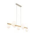 LAMPAMI - lampa sufitowa kule białe, lampa sufitowa kule, lampa do jadalni, lampa nad wyspę kuchenną, duży żyrandol kule nowoczesny ESTERA WOOD