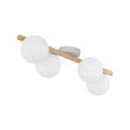LAMPAMI - lampa sufitowa kule białe z drewnem, lampa kule szklane, lampa sufitowa do kuchni, lampa do salonu, lampa na niski sufit, lampa sufitowa kule, lampa w korytarzu ESTERA WOOD