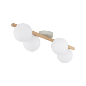  Lampa sufitowa kule białe z drewnem 4xG9 ESTERA WOOD