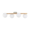LAMPAMI - lampa sufitowa kule białe z drewnem, lampa kule szklane, lampa sufitowa do kuchni, lampa do salonu, lampa na niski sufit, lampa sufitowa kule, lampa w korytarzu ESTERA WOOD