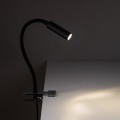 LAMPAMI - lampka z klipsem czarna, lampka do czytania książek, kinkiet z klipsem, lampka nocna. Kinkiet czarny z elastycznym wysięgnikiem, mobilny kinkiet z włącznikiem LAGOS BLACK