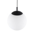 LAMPAMI - lampa sufitowa wisząca klosz kula mleczna, długa lampa, lampa do kuchni nad wyspę, lampa do jadalni nad stół, lampa do sypialni wisząca przy łóżku, oświetlenie nad kanapą w salonie ESME WHITE