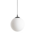 LAMPAMI - lampa sufitowa wisząca klosz kula mleczna, długa lampa, lampa do kuchni nad wyspę, lampa do jadalni nad stół, lampa do sypialni wisząca przy łóżku, oświetlenie nad kanapą w salonie ESME WHITE