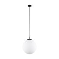 LAMPAMI - lampa sufitowa wisząca klosz kula mleczna, lampa wisząca pojedyncza, lampa kula, oświetlenie nad stołem, lampa nad wyspę, lampa do sypialni wisząca przy łóżku, oświetlenie nad kanapą w salonie ESME WHITE