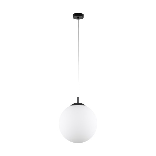 LAMPAMI - lampa sufitowa wisząca klosz kula mleczna, lampa wisząca pojedyncza, lampa kula, oświetlenie nad stołem, lampa nad wyspę, lampa do sypialni wisząca przy łóżku, oświetlenie nad kanapą w salonie ESME WHITE