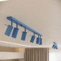 LAMPAMI - lampa na sufit z kloszami, plafon sufitowy, niebieska lampa przysufitowa, lampa sufitowa na listwie, lampa sufitowa do pokoju młodzieżowego, lampa do pokoju dziecka, lampa na korytarz RING 4L sollux
