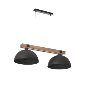 Lampa wisząca nad stół do jadalni z drewnem podwójna 2xE27 OSLO BLACK