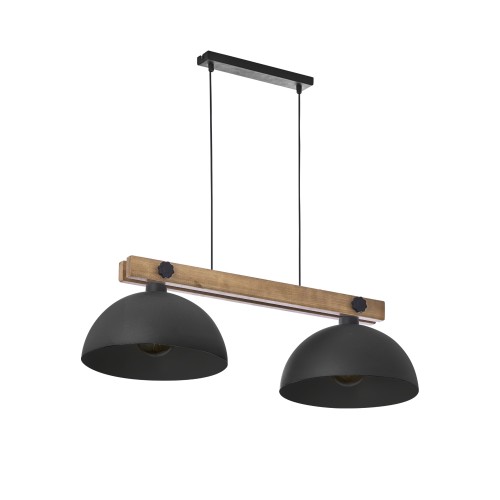 LAMPAMI - lampa wisząca nad stół do jadalni z drewnem, lampa sufitowa wisząca w skandynawskim stylu, oświetlenie do kuchni, lampa nad stół w jadalni, lampa nad wyspę czarna OSLO BLACK