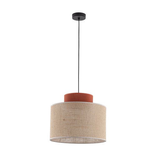 LAMPAMI - lampa wisząca pojedyncza, lampa wisząca boho, ponadczasowa lampa sufitowa wisząca, lampa do kuchni, lampa do salonu, lampa nad stół, przytulna lampa do sypialni DUO JUTA BROWN
