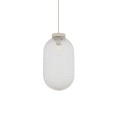 LAMPAMI - beżowa lampa wisząca szklana, lampa sufitowa pojedyncza, lampa do sypialni, modna lampa do salonu, lampa wisząca nad stół w jadalni, oświetlenie nad wyspę kuchenną MALINDI A NOWODVORSKI