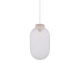 LAMPAMI - beżowa lampa wisząca szklana, lampa sufitowa pojedyncza, lampa do sypialni, modna lampa do salonu, lampa wisząca nad stół w jadalni, oświetlenie nad wyspę kuchenną MALINDI A NOWODVORSKI
