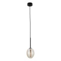 LAMPAMI - lampa wisząca szklana kula bursztynowa, lampa wisząca z kloszem, lampa sufitowa pojedyncza, lampa wisząca do sypialni przy łóżku, lampa do kuchni nad wyspę, lampa wisząca dekoracyjna PEARL COGNAC