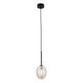 LAMPAMI - lampa wisząca szklana kula bursztynowa, lampa wisząca z kloszem, lampa sufitowa pojedyncza, lampa wisząca do sypialni przy łóżku, lampa do kuchni nad wyspę, lampa wisząca dekoracyjna PEARL COGNAC