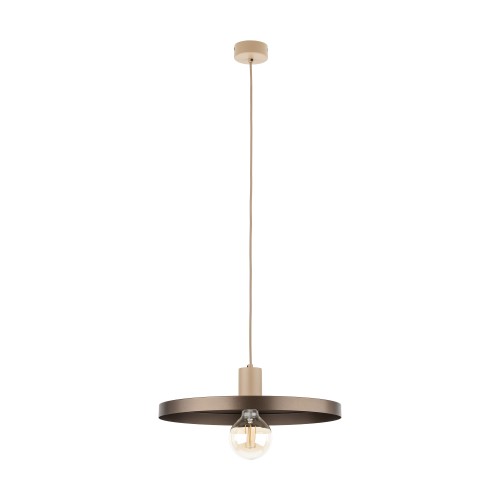 LAMPAMI - lampa wisząca pojedyncza dwukolorowa, lampa wisząca z kloszem, oświetlenie nad stołem, lampa do sypialni wisząca, lampa do pokoju młodzieżowego, lampa do kuchni SILA SABIA BROWN 400