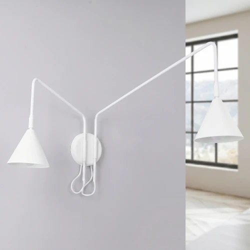 LAMPAMI - kinkiet ścienny podwójny, kinkiet z włącznikiem, lampa ścienna biała, kinkiet do czytania z włącznikiem, kinkiet do pokoju młodzieżowego, lampa na ścianę, kinkiet biały nowoczesny, sollux kinkiet NOX 2 biały