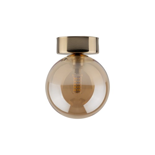 LAMPAMI - kinkiet sufitowy kula, lampa sufitowa do małego pokoju, kinkiet glamour złoty, złota lampa do sypialni, lampa na korytarz, oświetlenie sufitowe dekoracyjne, lampa na ścianę, mały plafon sufitowy ESTERA GOLD