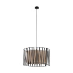 Lampa wisząca pojedyncza czarna z beżowym 120 cm 3xE27 HARMONY NATURE 3