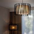 LAMPAMI - lampa wisząca pojedyncza czarna, nowoczesny żyrandol do salonu czarny, lampa do kuchni nowoczesna, żyrandol rustykalny do salonu, żyrandol do sypialni, lampa sufitowa wisząca HARMONY NATURE