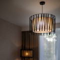 LAMPAMI - lampa wisząca pojedyncza czarna, lampa sufitowa wisząca, nowoczesny żyrandol do salonu czarny, lampa do kuchni nowoczesna, lampa do jadalni HARMONY NATURE
