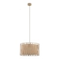 LAMPAMI - beżowa lampa wisząca pojedyncza, lampa wisząca boho, długa lampa wisząca z abażurem, lampa do jadalni, lampa do sypialni HARMONY SABIA JUTA