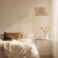 LAMPAMI - beżowa lampa wisząca pojedyncza, lampa wisząca boho, długa lampa wisząca z abażurem, lampa do jadalni, lampa do sypialni HARMONY SABIA JUTA