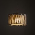 LAMPAMI - beżowa lampa wisząca pojedyncza, lampa wisząca boho, długa lampa wisząca z abażurem, lampa do jadalni, lampa do sypialni HARMONY SABIA JUTA