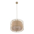 LAMPAMI - beżowa lampa wisząca pojedyncza, lampa wisząca boho, długa lampa wisząca z abażurem, lampa do jadalni, lampa do sypialni HARMONY SABIA JUTA