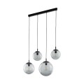 LAMPAMI - lampa wisząca kule szklane grafitowe, żyrandol do salonu i jadalni, lampa na wysoki sufit, oświetlenie nad stół, oświetlenie nad wyspą kuchenną, lampa wisząca czarna nowoczesna ESME GRAPHITE