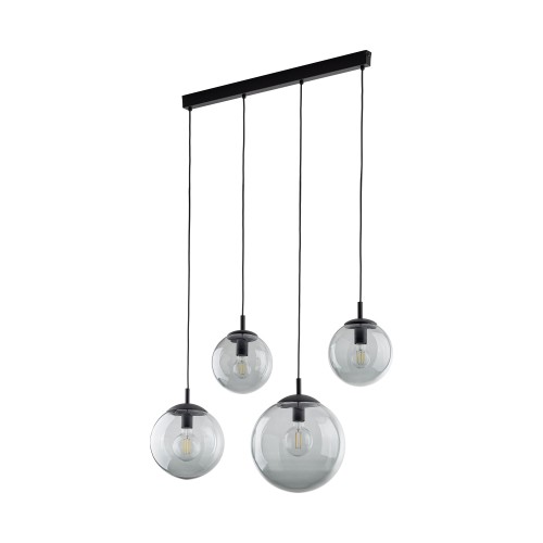 LAMPAMI - lampa wisząca kule szklane grafitowe, żyrandol do salonu i jadalni, lampa na wysoki sufit, oświetlenie nad stół, oświetlenie nad wyspą kuchenną, lampa wisząca czarna nowoczesna ESME GRAPHITE