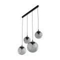 LAMPAMI - lampa wisząca kule szklane grafitowe, żyrandol do salonu i jadalni, lampa na wysoki sufit, oświetlenie nad stół, oświetlenie nad wyspą kuchenną, lampa wisząca czarna nowoczesna ESME GRAPHITE