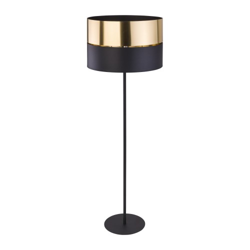 LAMPAMI - lampa podłogowa czarna ze złotym, elegancka lampa stojąca do salonu, lampa do sypialni, lampa stojąca czarna HILTON BLACK/GOLD