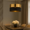 LAMPAMI - lampa wisząca czarno złota, stylowa lampa do salonu, lampa do sypialni,  lampa wisząca nad stół do jadalni, lampa wisząca czarna nowoczesna, oświetlenie sufitowe główne HILTON BLACK/GOLD