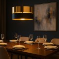 LAMPAMI - lampa wisząca czarno złota, stylowa lampa do salonu, lampa do sypialni,  lampa wisząca nad stół do jadalni, lampa wisząca czarna nowoczesna, oświetlenie sufitowe główne HILTON BLACK/GOLD