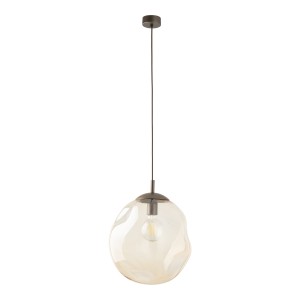 Lampa wisząca pojedyncza kula szklana nieregularna 175 cm 1xE27 LAVA L BROWN