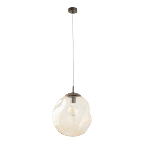 LAMPAMI - lampa wisząca pojedyncza kula szklana, lampa lawa, lampa wisząca szklana, lampa do jadalni nad stół, lampa do sypialni wisząca, lampa do salonu, lampa do kuchni, lampa bursztynowa LAVA L BROWN