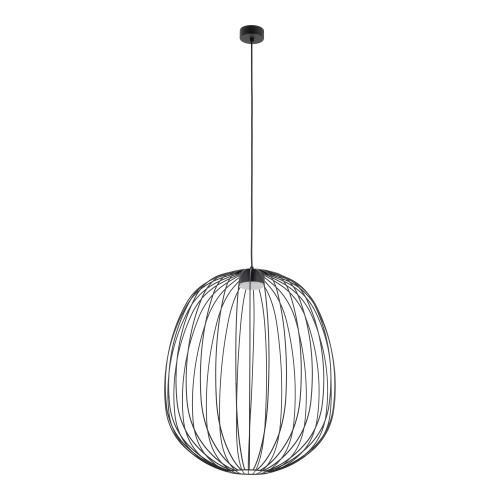 LAMPAMI - czarna lampa wisząca metalowa, lampa wisząca pojedyncza, lampa wisząca loftowa, lampa z drutu, czarna lampa do salonu, lampa na antresolę SPHERA L BLACK
