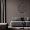 LAMPAMI - czarna lampa wisząca metalowa, lampa wisząca pojedyncza, lampa wisząca loftowa, lampa z drutu, czarna lampa do salonu, lampa na antresolę SPHERA L BLACK