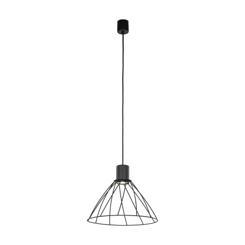 LAMPAMI - lampa wisząca czarna nowoczesna, lampa wisząca loft, lampa z drutu, lampa wisząca pojedyncza, lampa do sypialni wisząca przy łóżku, lampa nad stół do jadalni, lampa nad wyspę loft  MODESTO BLACK