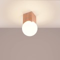 LAMPAMI - lampa na sufit klosz kula mleczna, lampa sufitowa z drewnem, mała lampa sufitowa, lampa mleczna kula, lampa do korytarza, lampa do małej kuchni, lampa sufitowa do małego pokoju, lampa na przedpokój SOLIS sollux