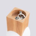 LAMPAMI - lampa na sufit klosz kula mleczna, lampa sufitowa z drewnem, mała lampa sufitowa, lampa mleczna kula, lampa do korytarza, lampa do małej kuchni, lampa sufitowa do małego pokoju, lampa na przedpokój SOLIS sollux