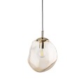 LAMPAMI - lampa wisząca pojedyncza, lampa wisząca dekoracyjna, lampa wisząca do sypialni przy łóżku, lampa wisząca do salonu, lampa wisząca nad stół w jadalni SOL MINI NEW BURSZTYN