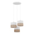 LAMPAMI - lampa wisząca boho, lniana lampa wisząca biała, oświetlenie do salonu, oświetlenie nad stołem, oświetlenie w sypialni, lampa sufitowa wisząca potrójna biała LINOBIANCO