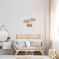 LAMPAMI - lampa wisząca boho, lniana lampa wisząca biała, oświetlenie do salonu, oświetlenie nad stołem, oświetlenie w sypialni, lampa sufitowa wisząca potrójna biała LINOBIANCO