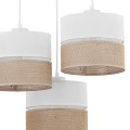 LAMPAMI - lampa wisząca boho, lniana lampa wisząca biała, oświetlenie do salonu, oświetlenie nad stołem, oświetlenie w sypialni, lampa sufitowa wisząca potrójna biała LINOBIANCO