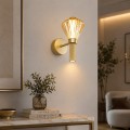 LAMPAMI - lampa kinkiet na ścianę ledowy, kinkiet pokojowy, kinkiet ścienny złoty, oświetlenie na przedpokój, nowoczesny kinkiet na klatkę schodową, kinkiet ledowy do salonu, lampka dekoracyjna kinkiet Padre Gold 8W LED