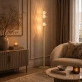 LAMPAMI - lampa ledowa stojąca podłogowa złota, nowoczesna lampa ledowa stojąca, lampa stojąca podłogowa do salonu, złota lampa podłogowa Padre Gold 19W LED