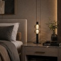 LAMPAMI - lampka nocna stojąca led czarna, lampa ledowa stojąca, czarna lampka stojąca do salonu, lampka do sypialni, lampka nocna, lampa na komodę do salonu Padre 9W LED