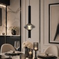 LAMPAMI - lampa wisząca pojedyncza ledowa, lampa wisząca czarna nowoczesna, lampa wisząca do sypialni przy łóżku, nowoczesna lampa do salonu, lampa do jadalni nad stół, modna lampa, czarna lampa, długa lampa wisząca Padre 7W LED
